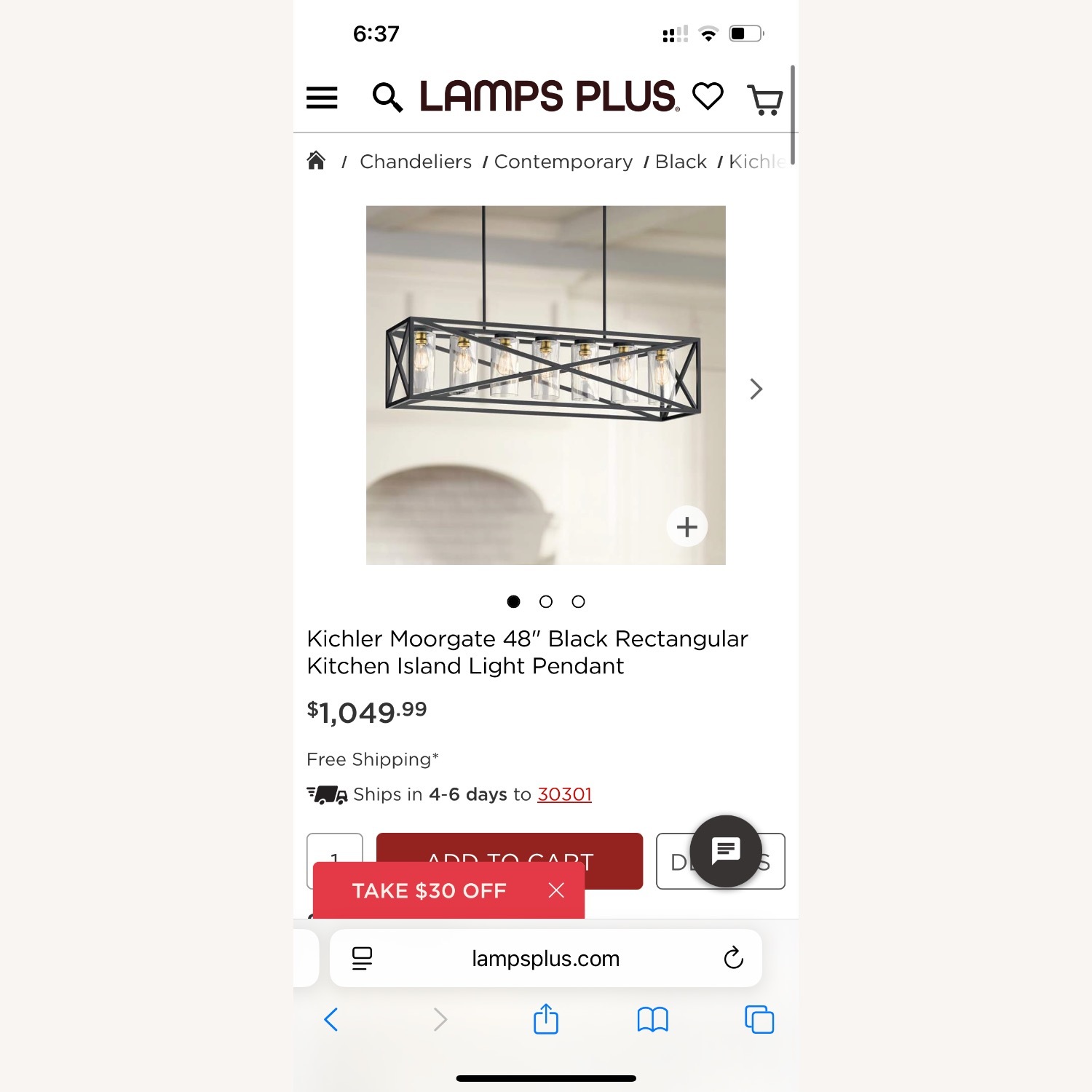 Kichler Moorgate 48" Black Rectangular Kitchen Island Light Pendant - image-2