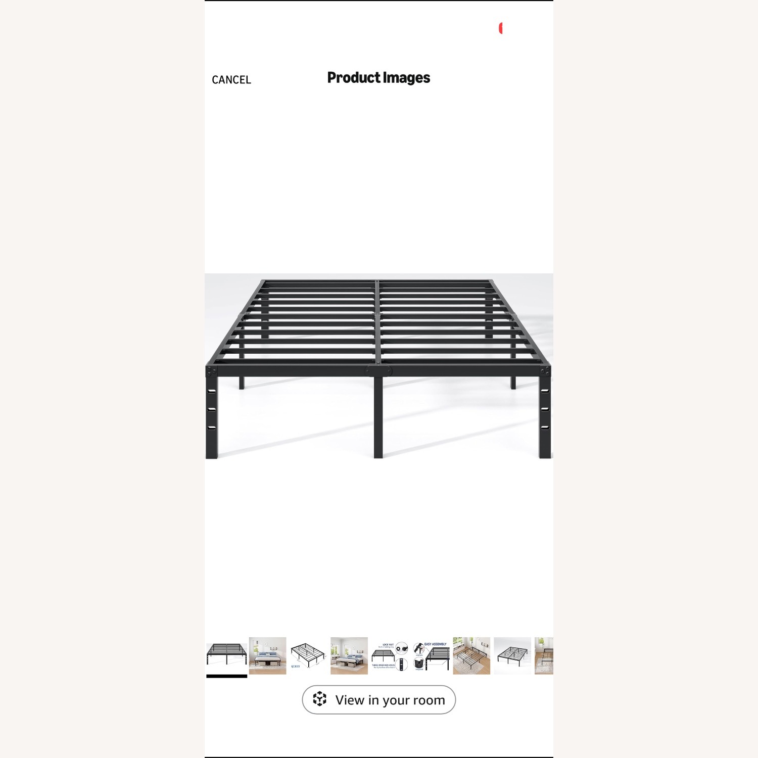 Black Metal Queen Bed - image-2