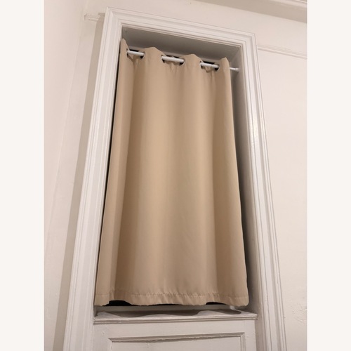 Used Blackout Beige Curtains With Rod for sale on AptDeco