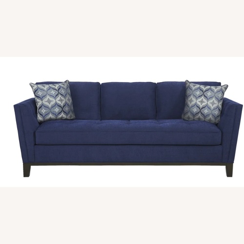 Used Rooms To Go Cindy Crawford Blue Fabric Sleeper Sofa for sale on AptDeco