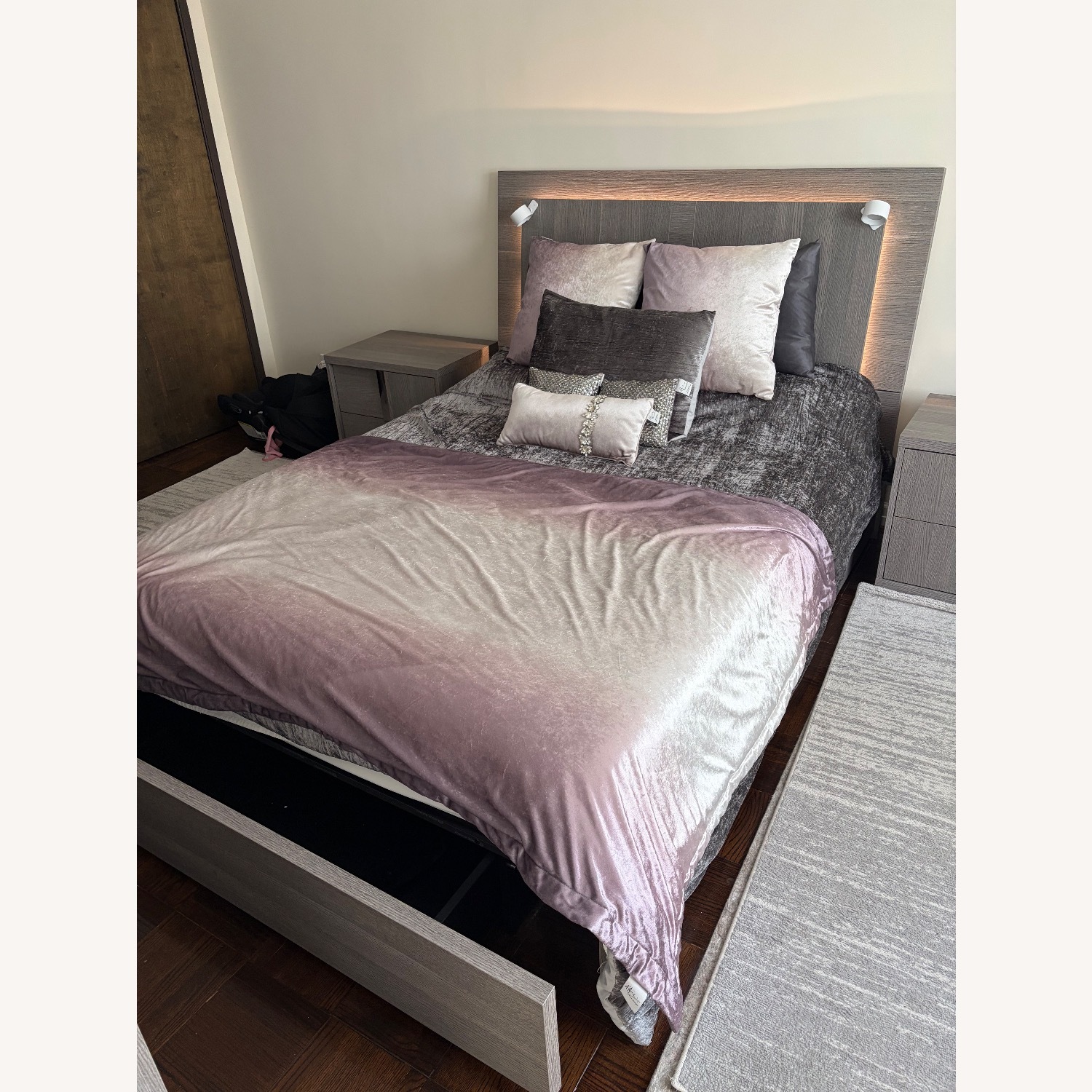 ALF Group Dark Gray Wood Queen Bed - image-1