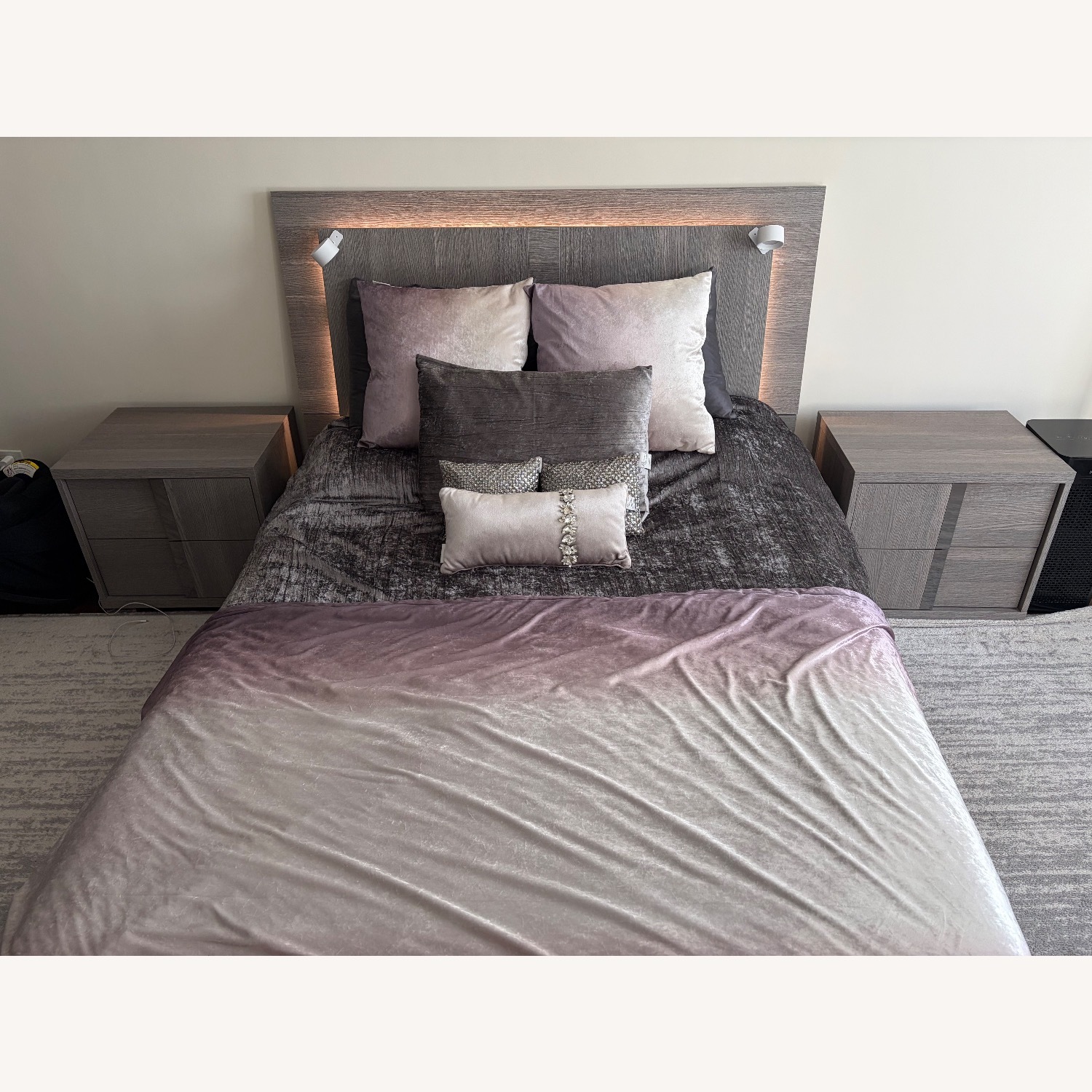 ALF Group Dark Gray Wood Queen Bed - image-2