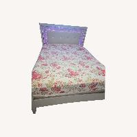 Light Gray Fabric Queen Bed