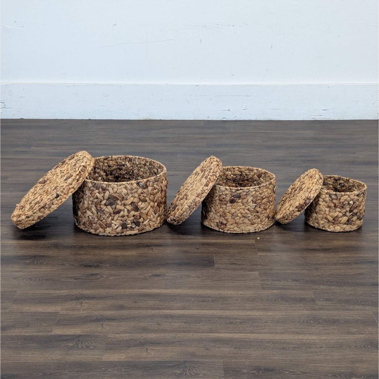 Set of Three Woven Nesting Storage Baskets - image-1
