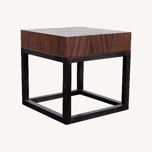 Used Crate & Barrel Wood Accent Table on Wood Base for sale on AptDeco