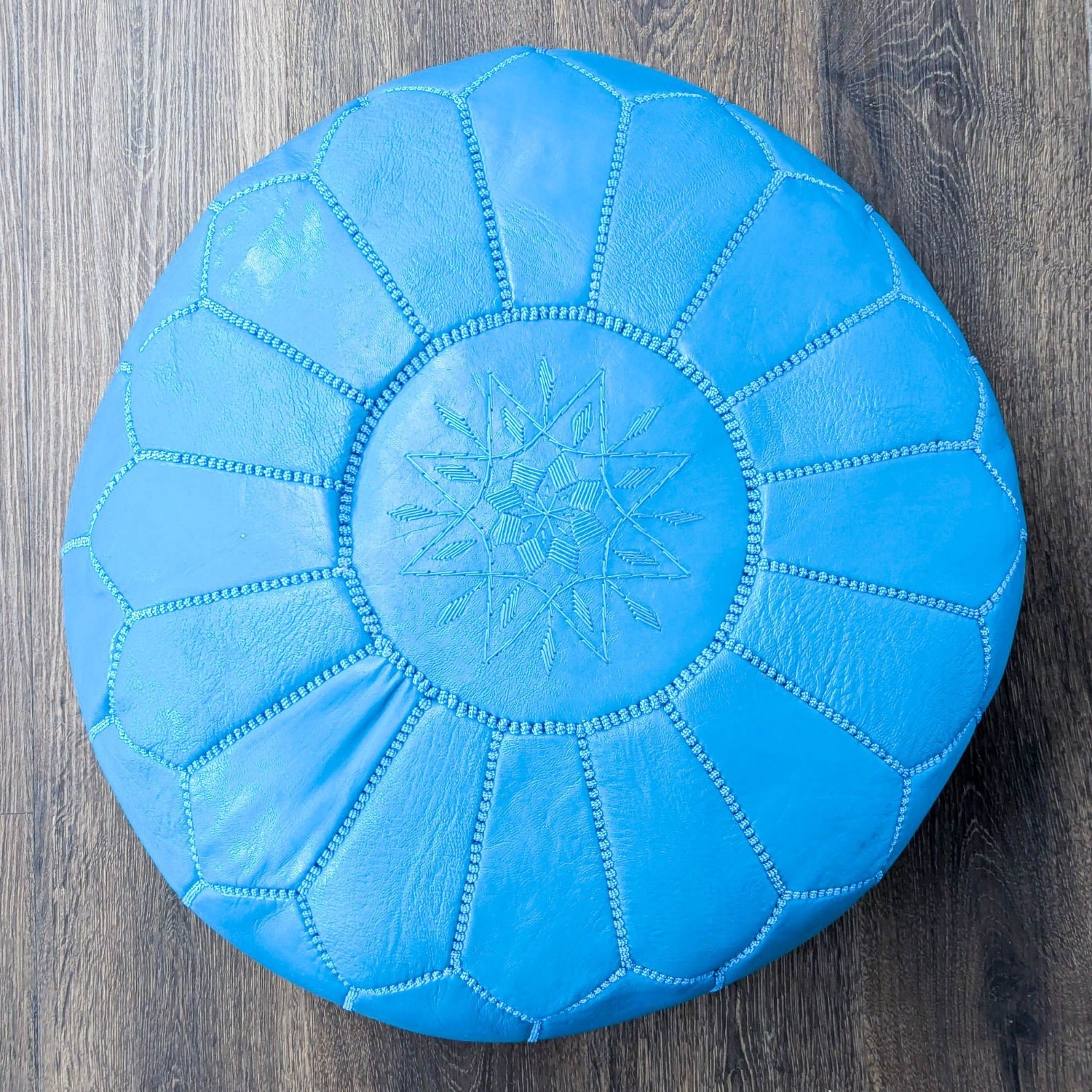 Moroccan Handmade Leather Pouf	 - image-3