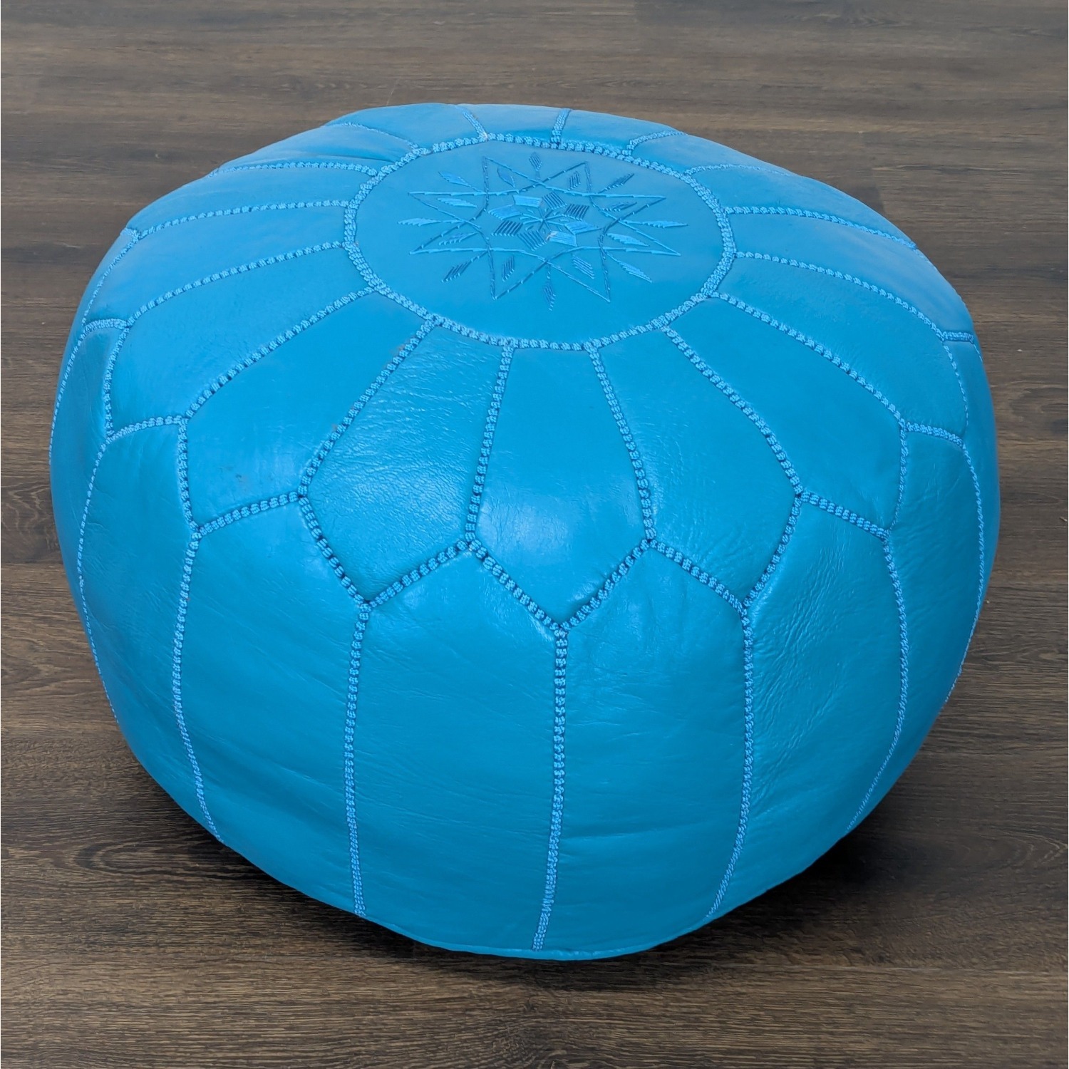 Moroccan Handmade Leather Pouf	 - image-7