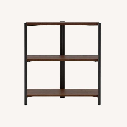 Used Burrow Three-Tier Modern Bookshelf with Dark Wood for sale on AptDeco