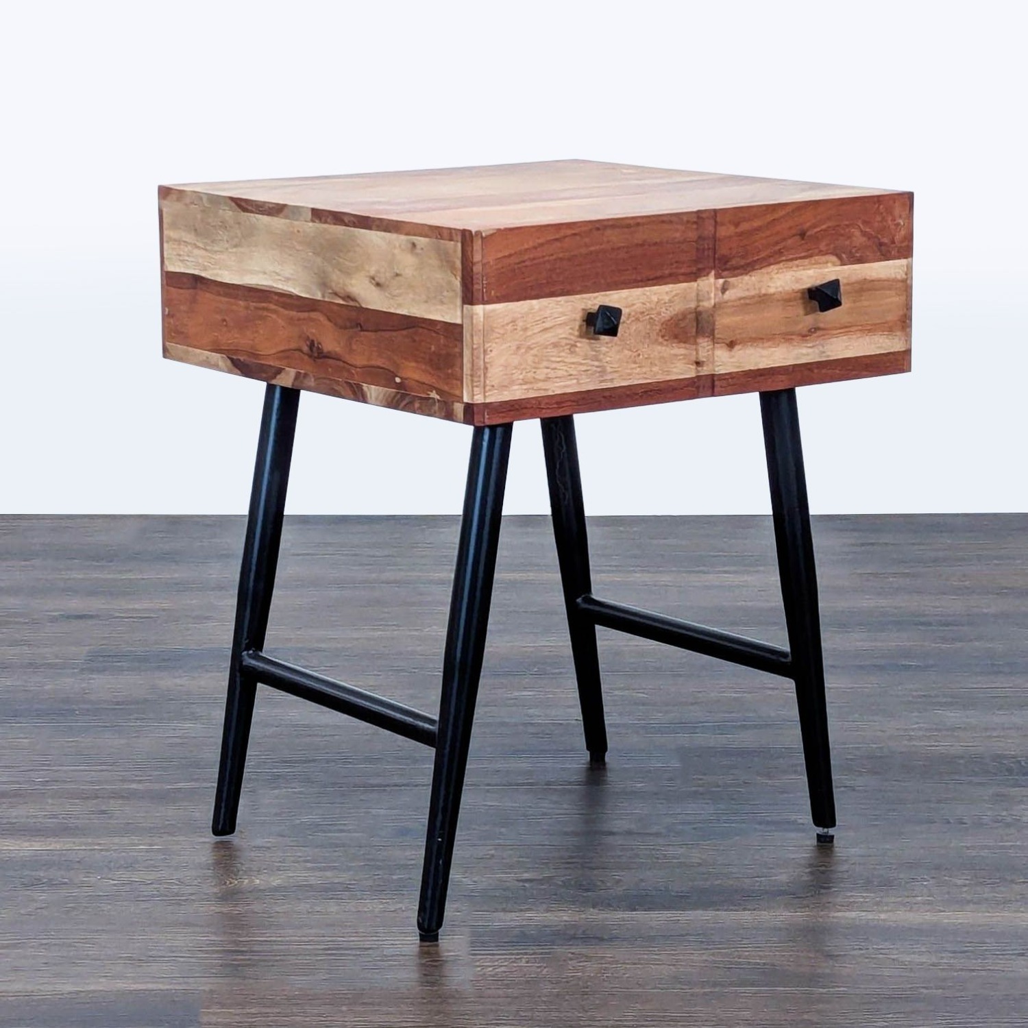 One Drawer Reclaimed Wood Nightstand	 - image-1