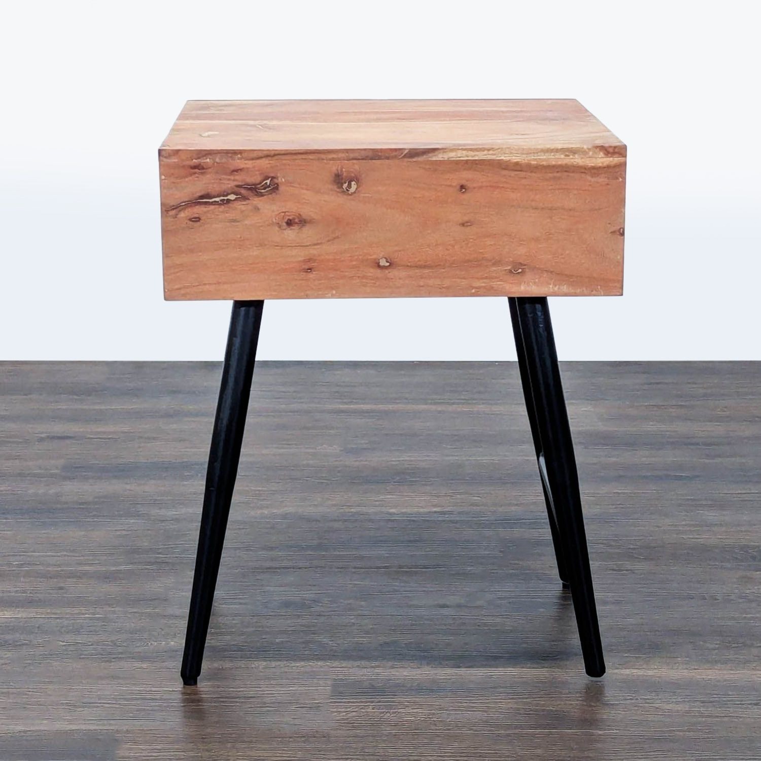 One Drawer Reclaimed Wood Nightstand	 - image-3