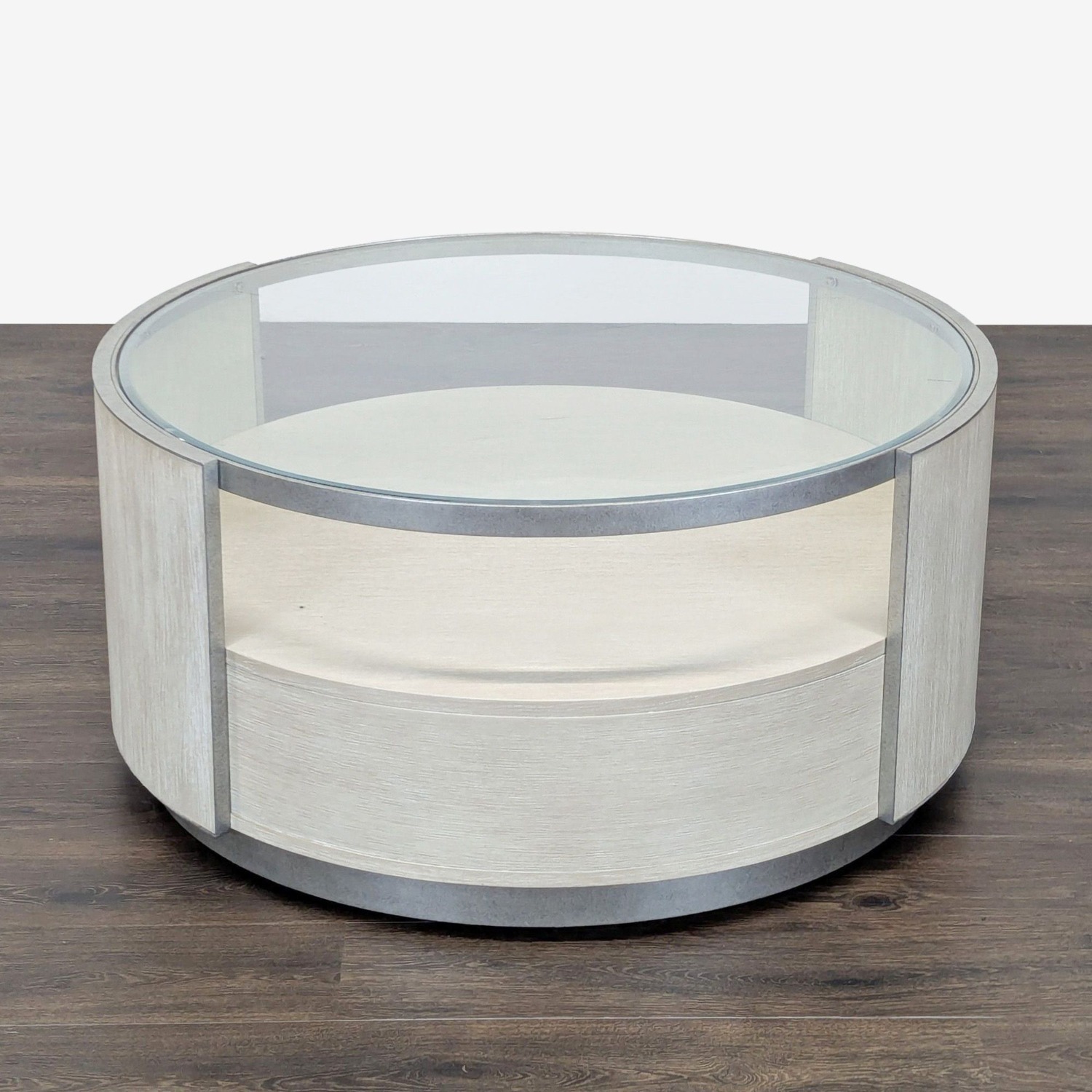 Glass Top Coffee Table with Drawer and Shelf - image-3