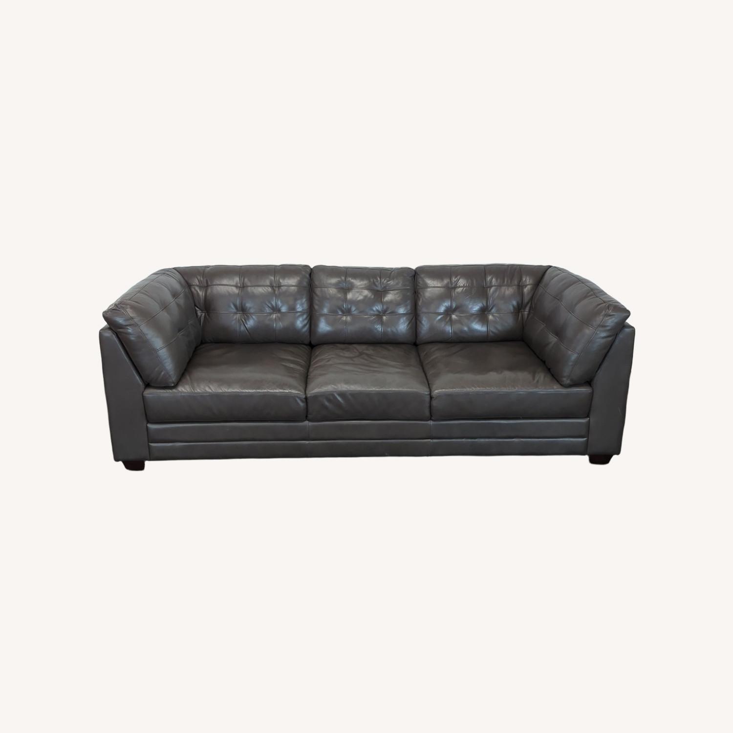Dark Brown Faux Leather 3-Seat Sofa - image-0