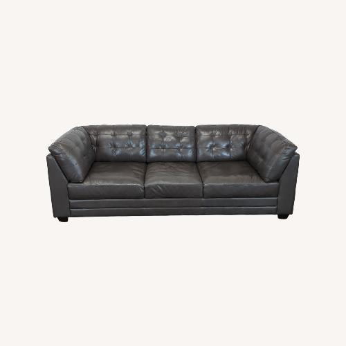 Used Dark Brown Faux Leather 3-Seat Sofa	 for sale on AptDeco