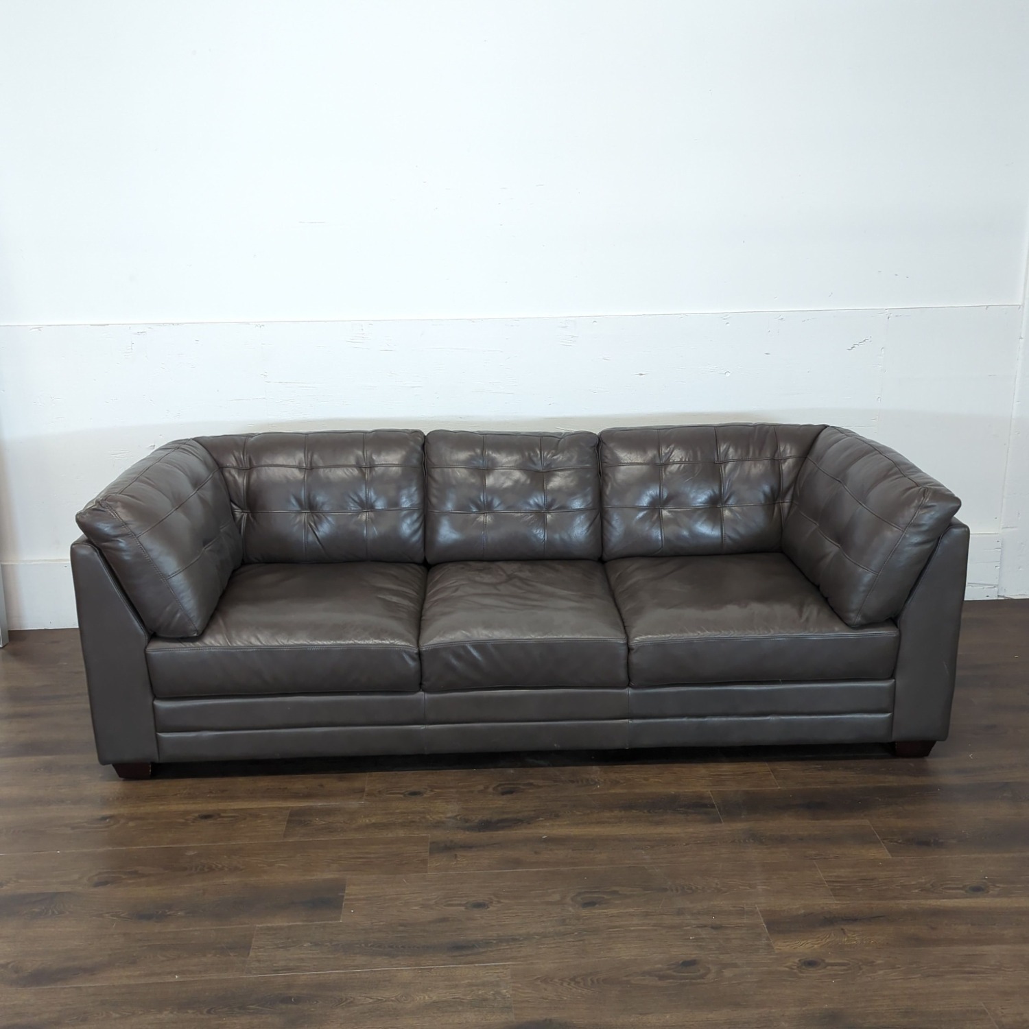 Dark Brown Faux Leather 3-Seat Sofa - image-0