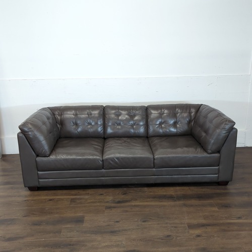Used Dark Brown Faux Leather 3-Seat Sofa	 for sale on AptDeco