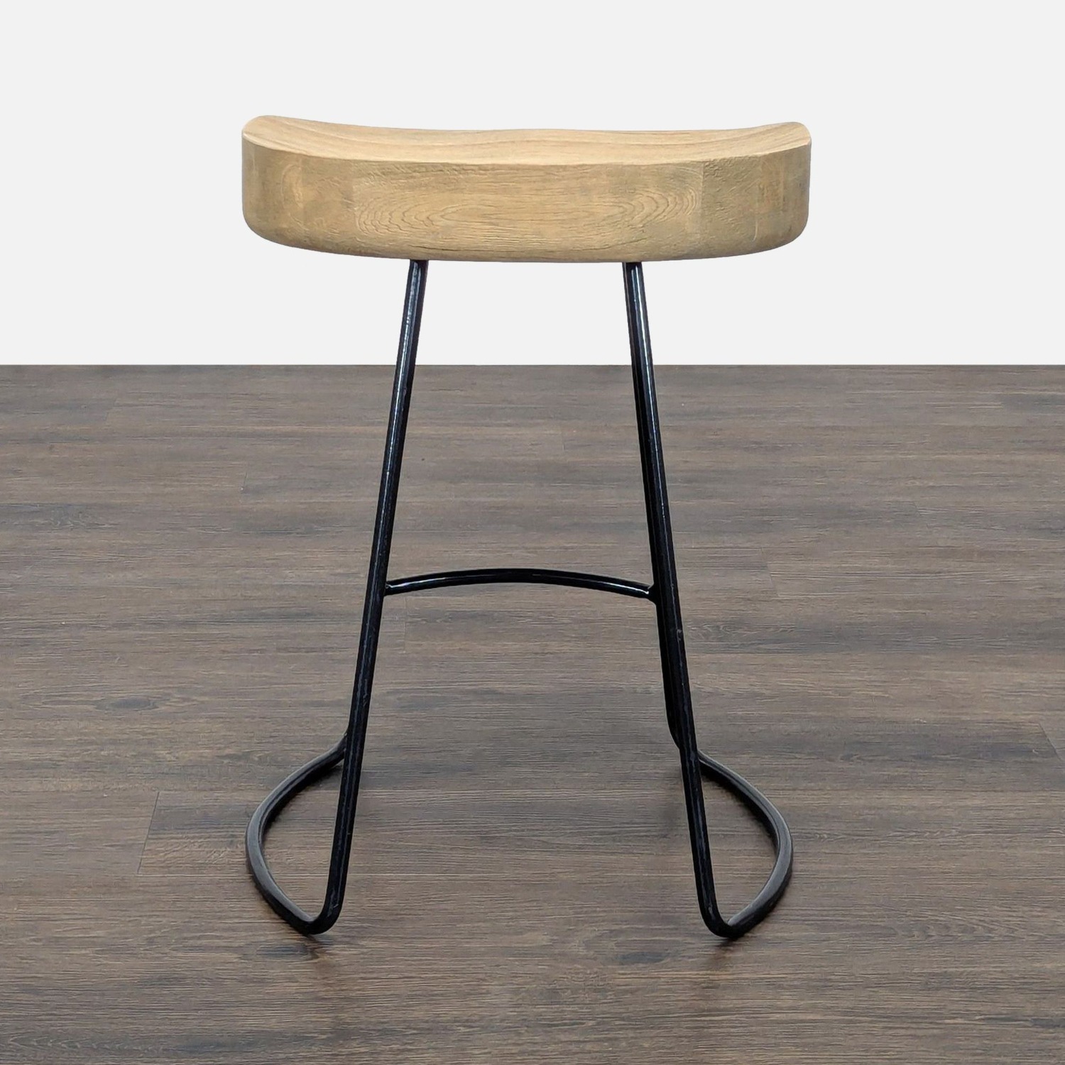 Restoration Hardware Oak Tractor Seat Counter Stool - image-3