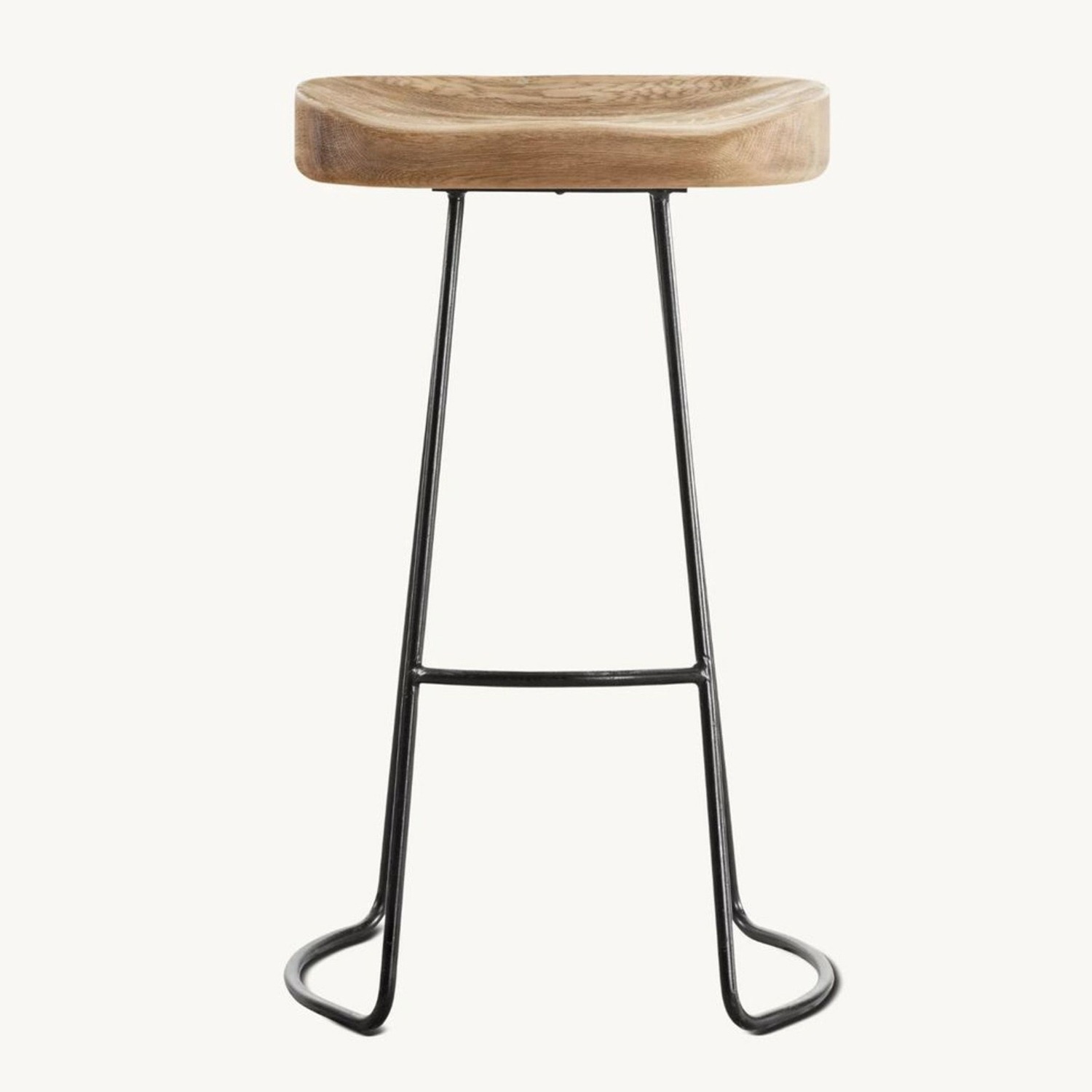 Restoration Hardware Oak Tractor Seat Counter Stool - image-1