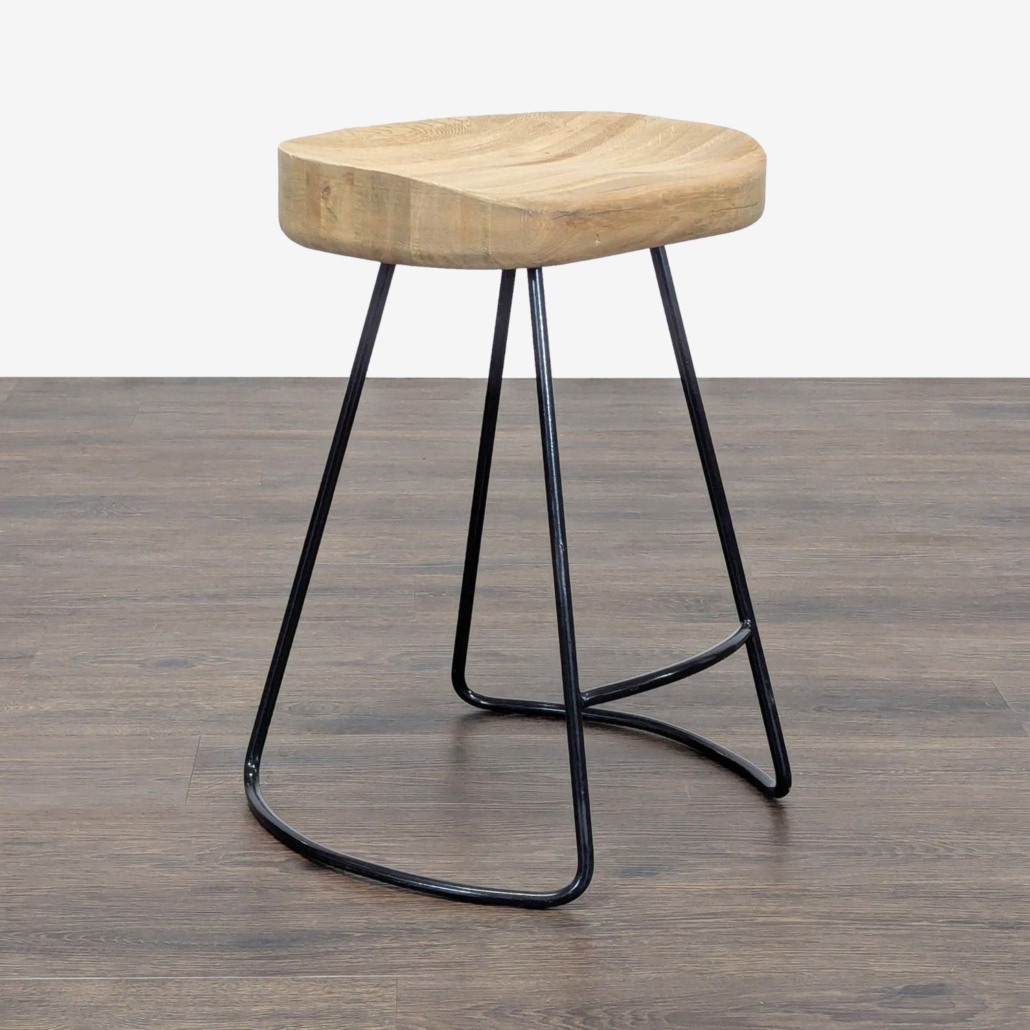 Restoration Hardware Oak Tractor Seat Counter Stool - image-2