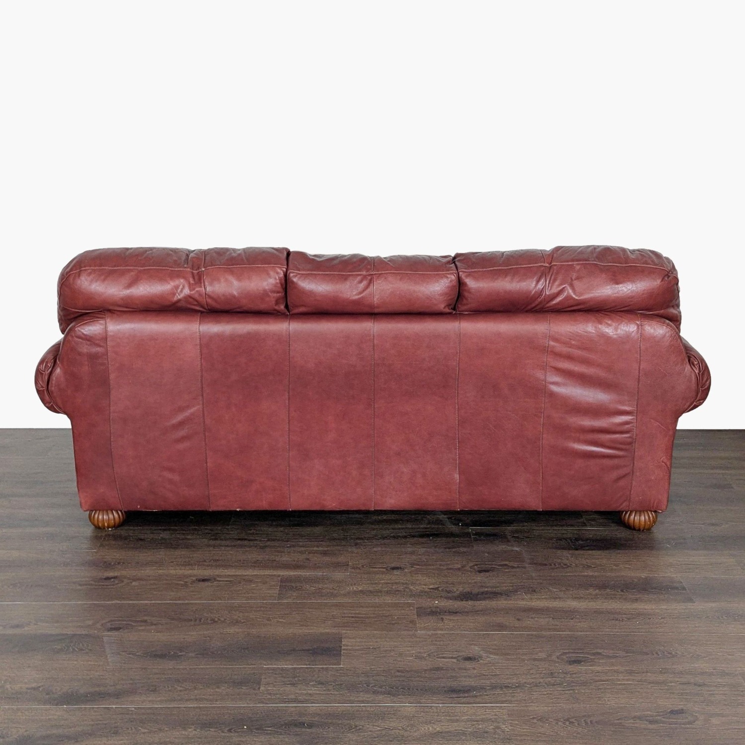 Classic 3-Seat Leather Sofa with Rolled Arms - image-4