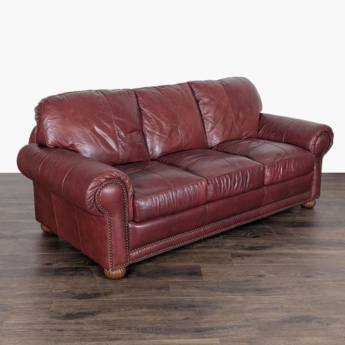 Used Classic 3-Seat Leather Sofa with Rolled Arms for sale on AptDeco