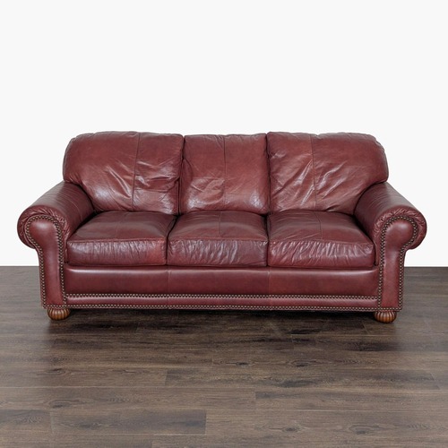 Used Classic 3-Seat Leather Sofa with Rolled Arms for sale on AptDeco