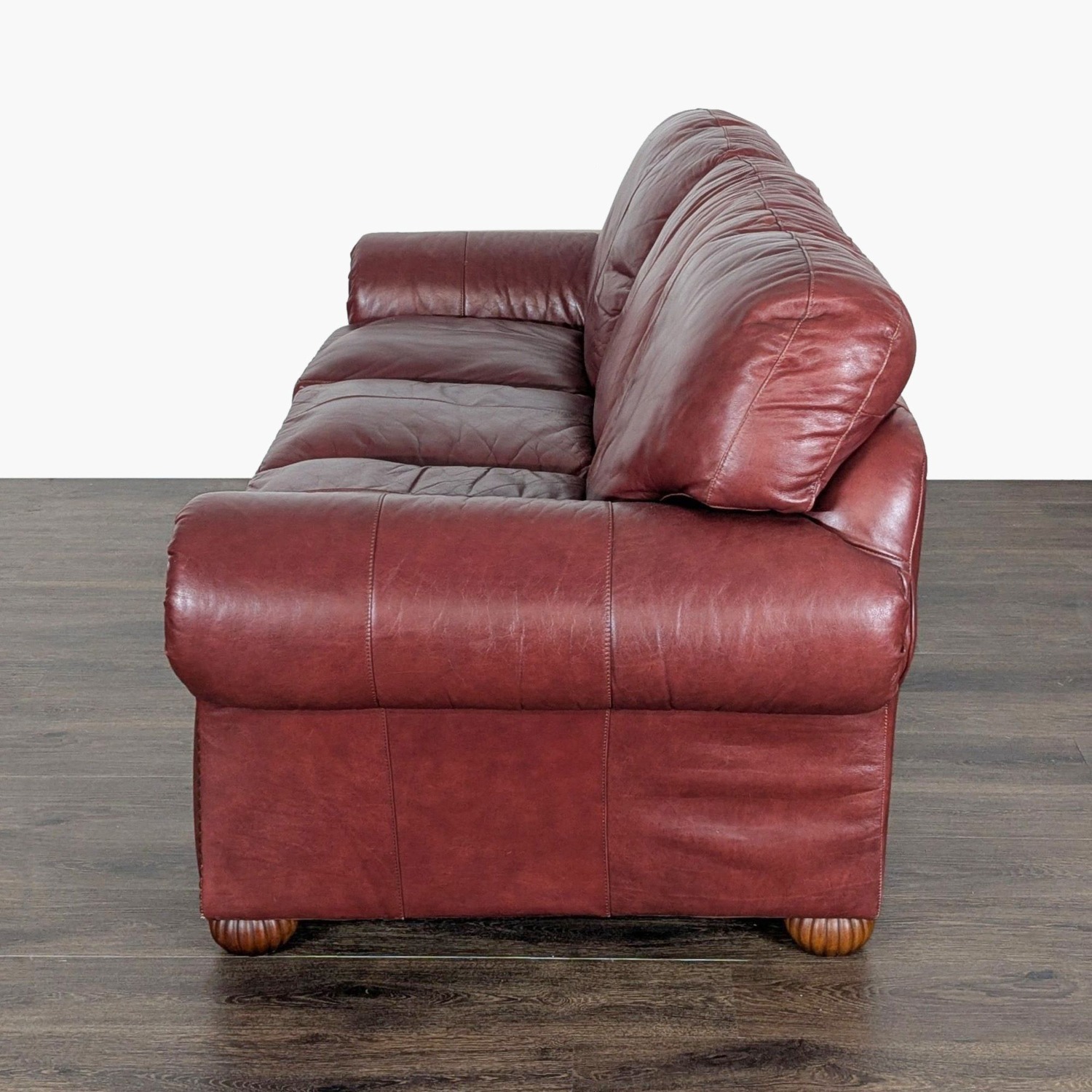Classic 3-Seat Leather Sofa with Rolled Arms - image-5