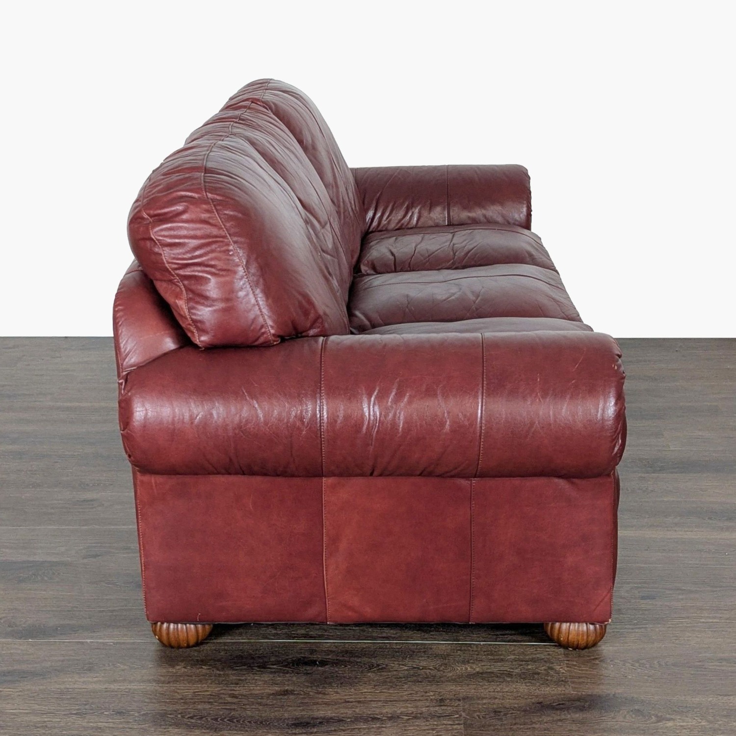 Classic 3-Seat Leather Sofa with Rolled Arms - image-3