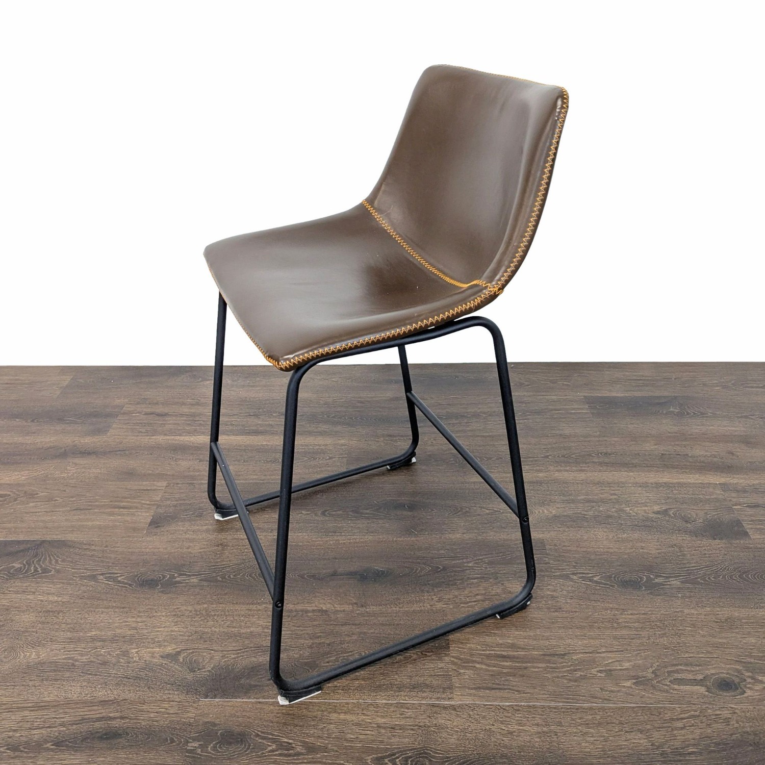 Stitched Leather Bar Stool - image-2