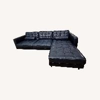 Blue Leather 2 Piece Sectional