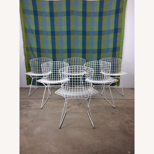Used Set of 6 White Metal Chairs by Bertoia for Knoll for sale on AptDeco