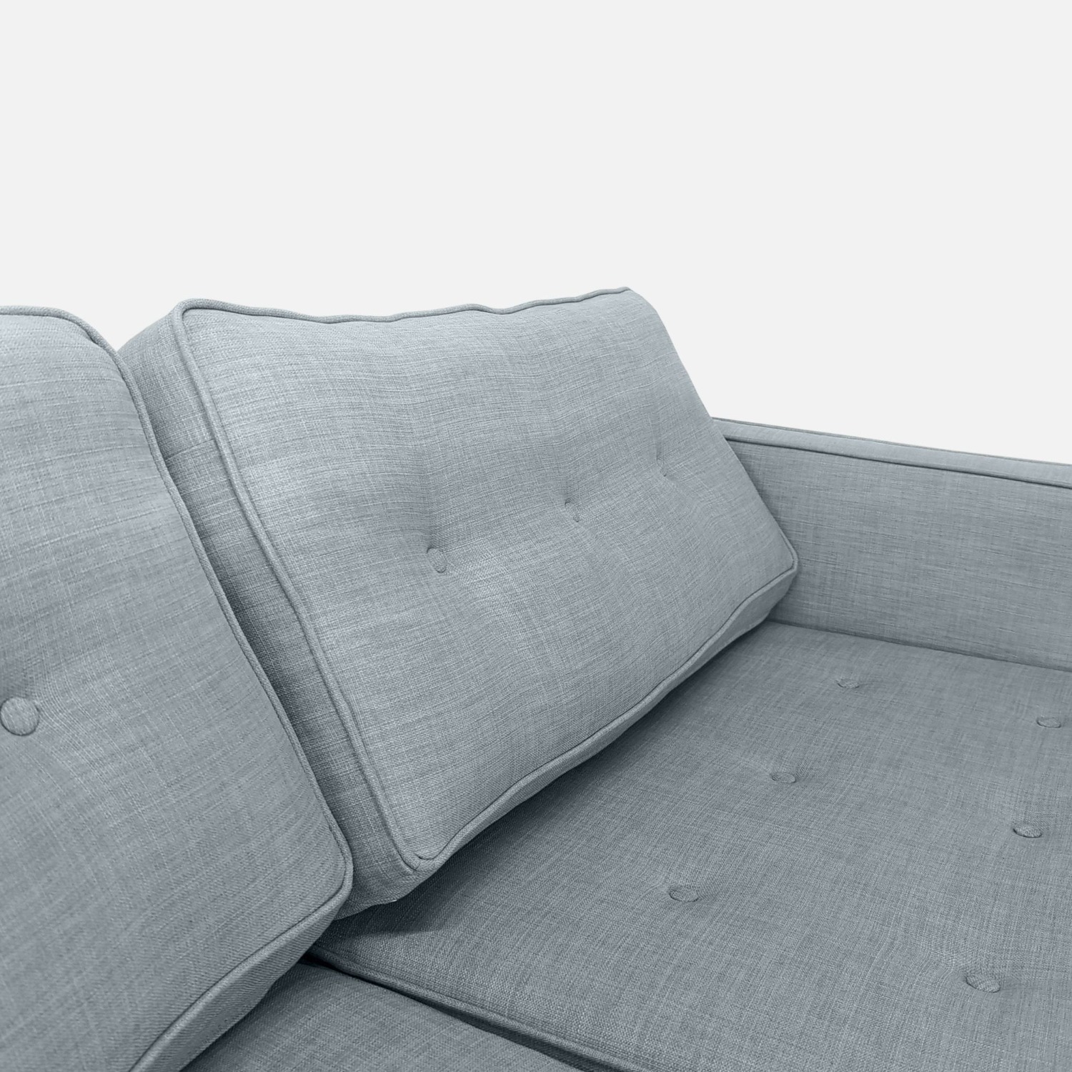 Modern Light Gray Fabric Loveseat with Wooden Legs - image-3