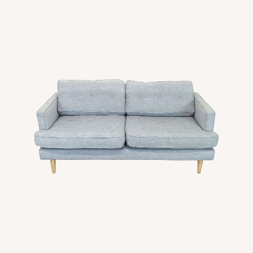 Used Modern Light Gray Fabric Loveseat with Wooden Legs for sale on AptDeco