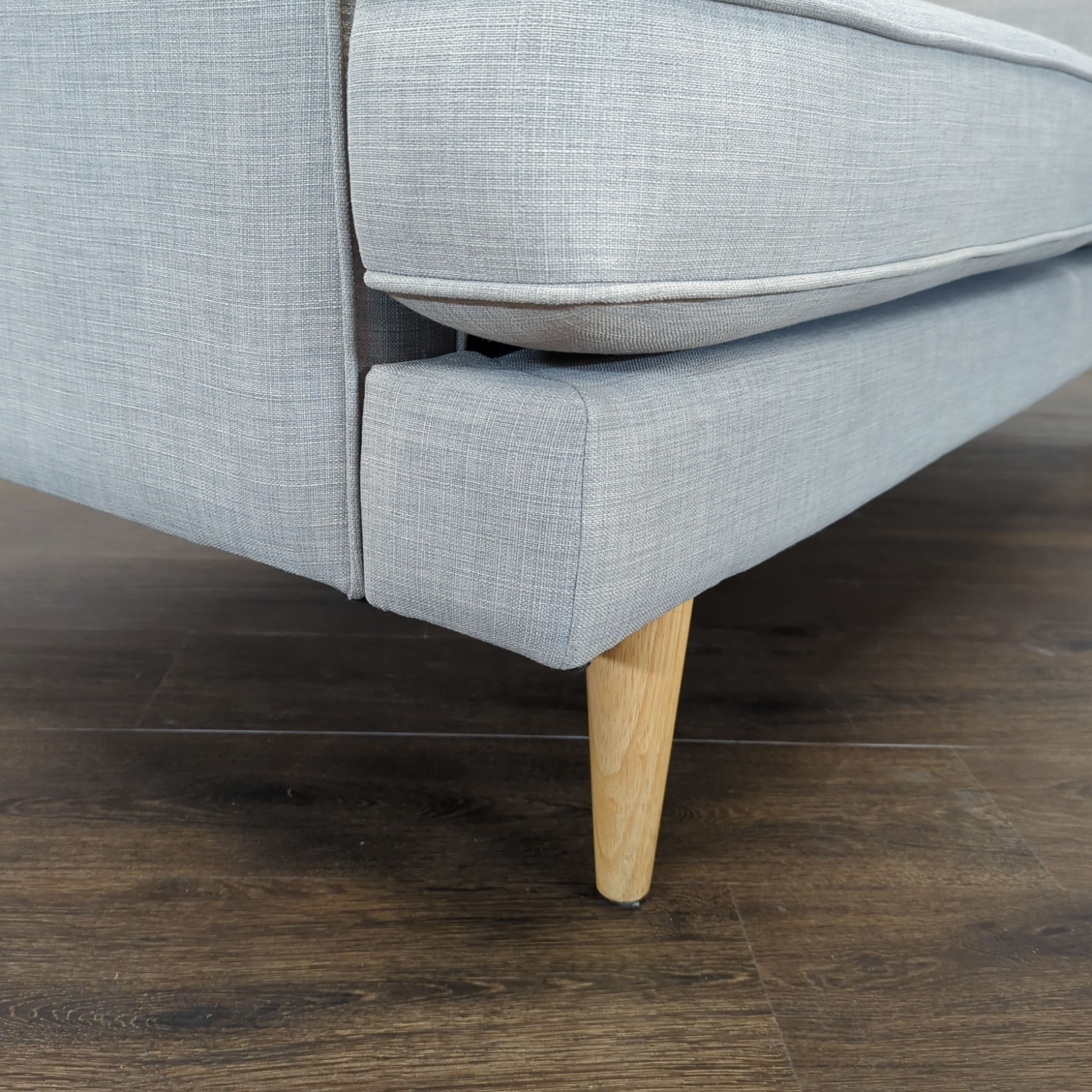 Modern Light Gray Fabric Loveseat with Wooden Legs - image-5