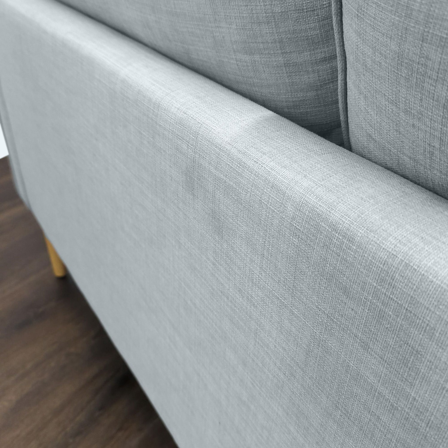 Modern Light Gray Fabric Loveseat with Wooden Legs - image-4