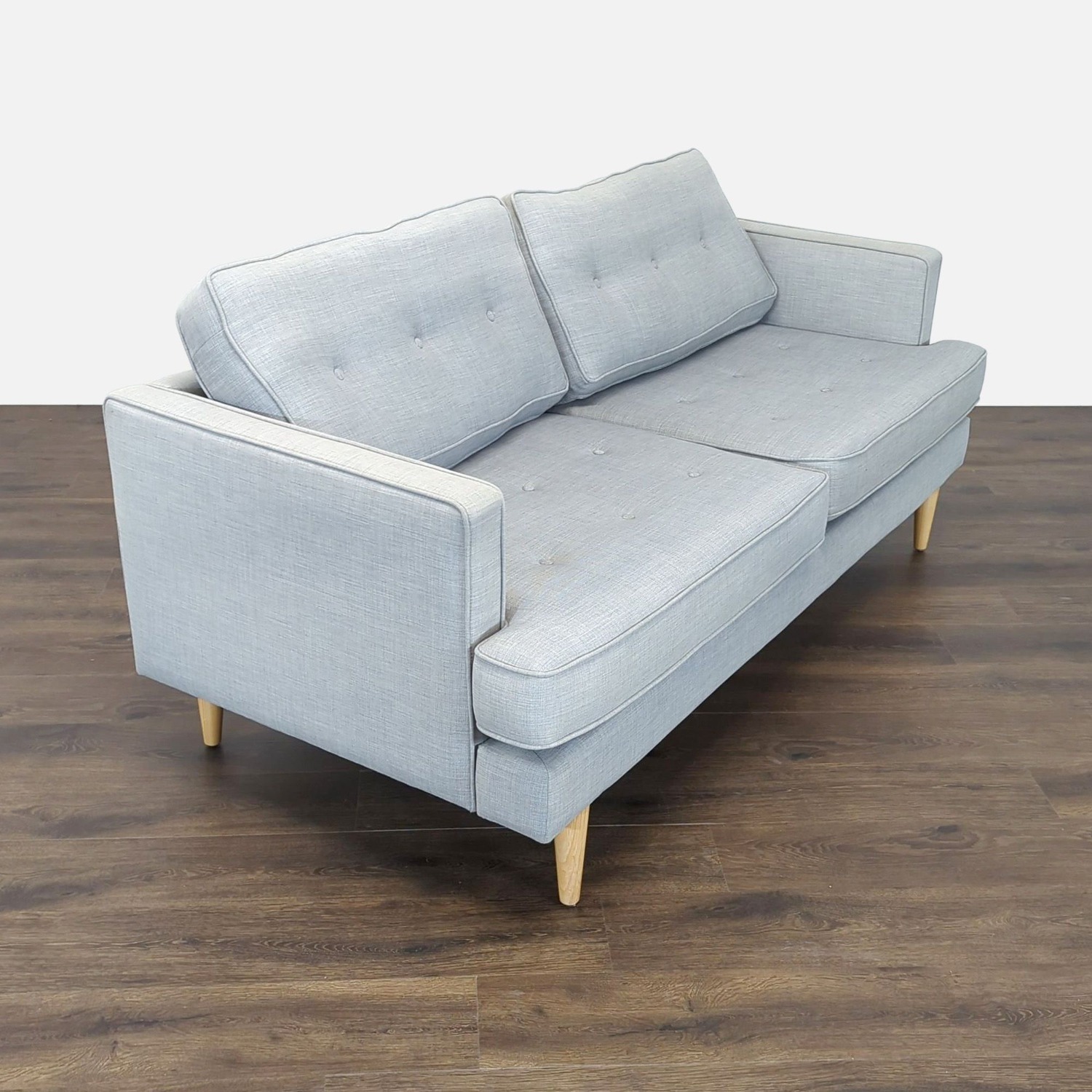 Modern Light Gray Fabric Loveseat with Wooden Legs - image-6