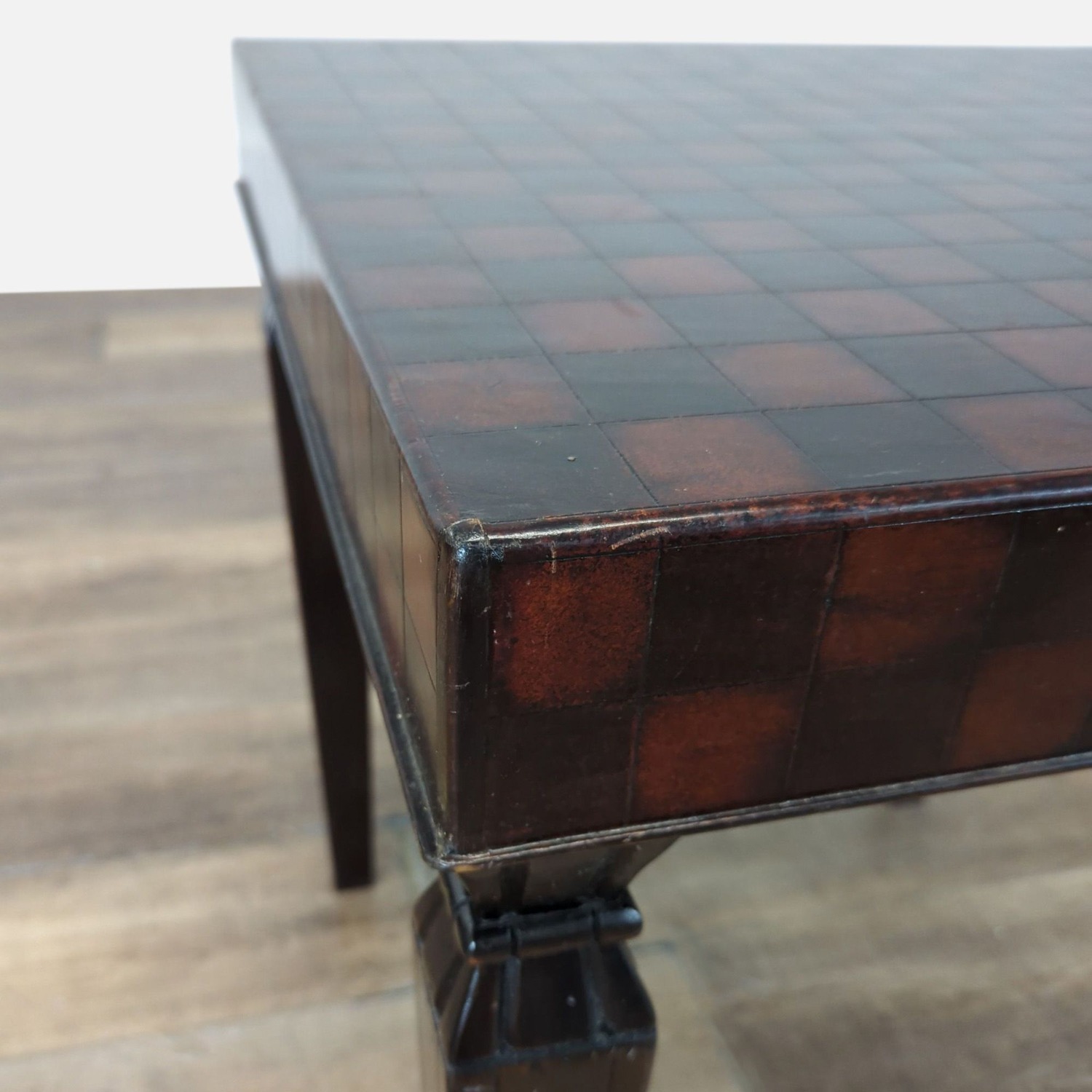 South Cone Checkered Wood End Table - image-2