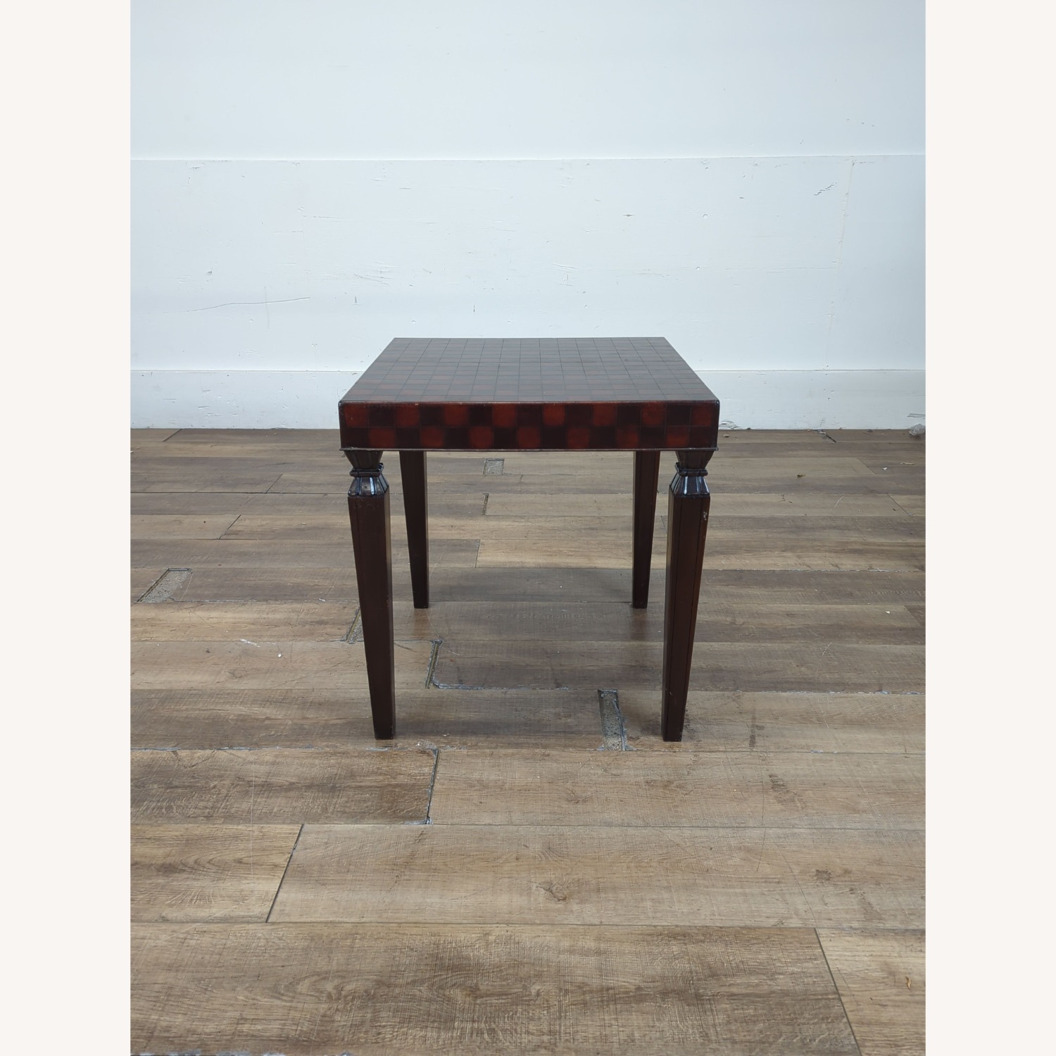 South Cone Checkered Wood End Table - image-4
