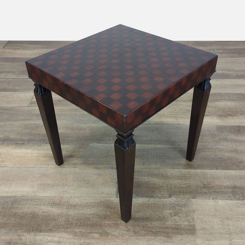 Used South Cone Checkered Wood End Table for sale on AptDeco