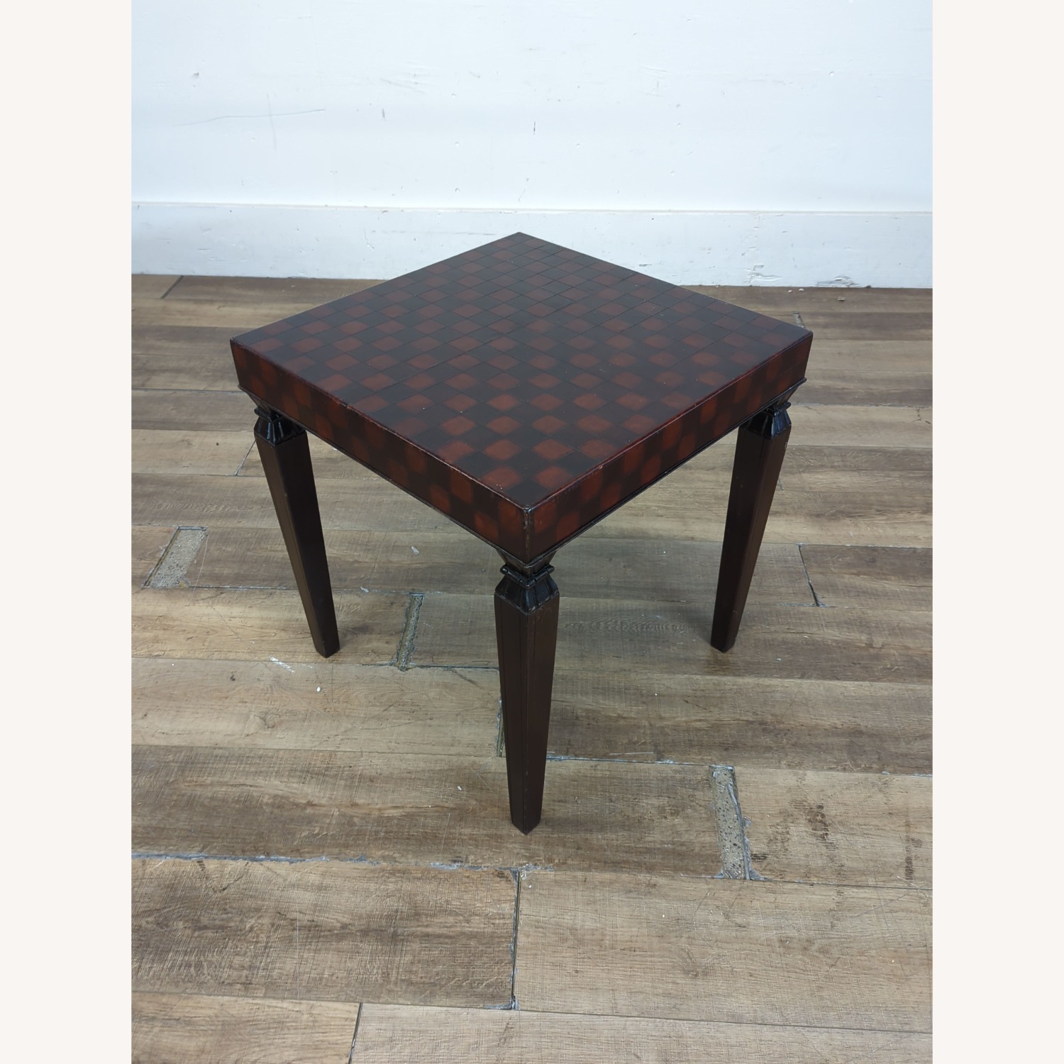 South Cone Checkered Wood End Table - image-5