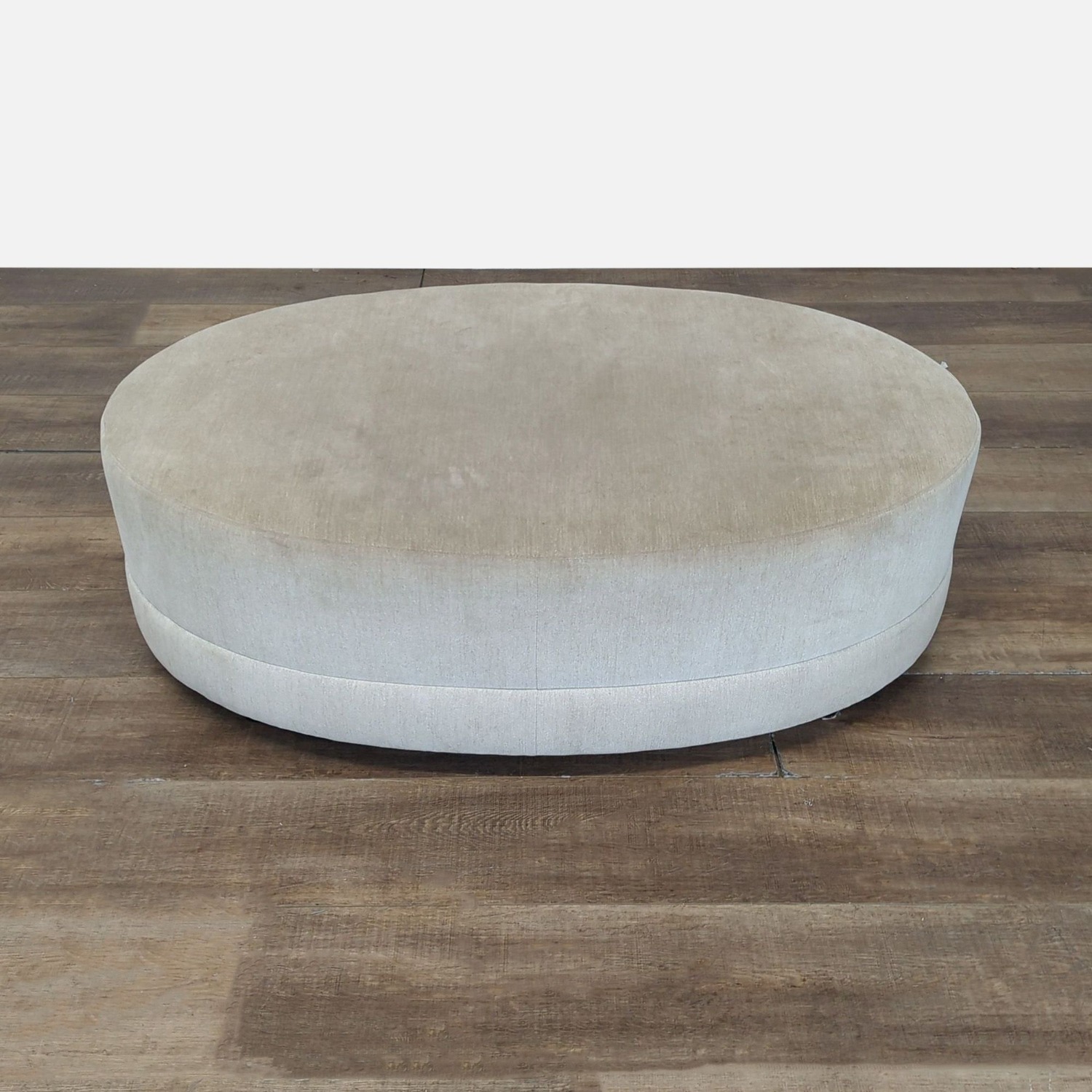 Oval Fabric Covered Ottoman - image-1