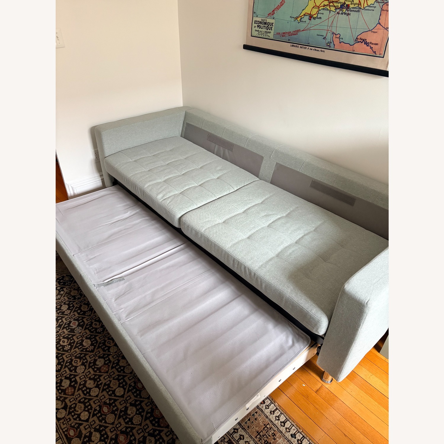 IKEA MORABO Green Fabric Sleeper Sofa - image-3