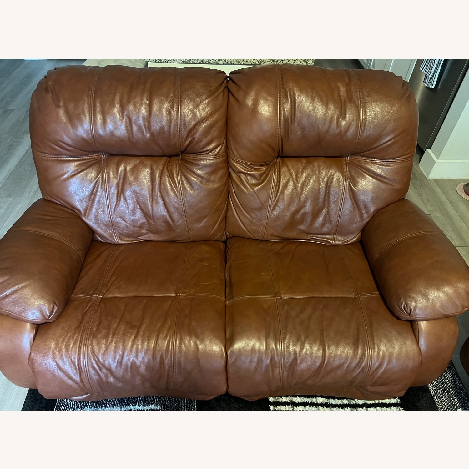 Dark Brown Leather 3+ Seater Sofa - image-1