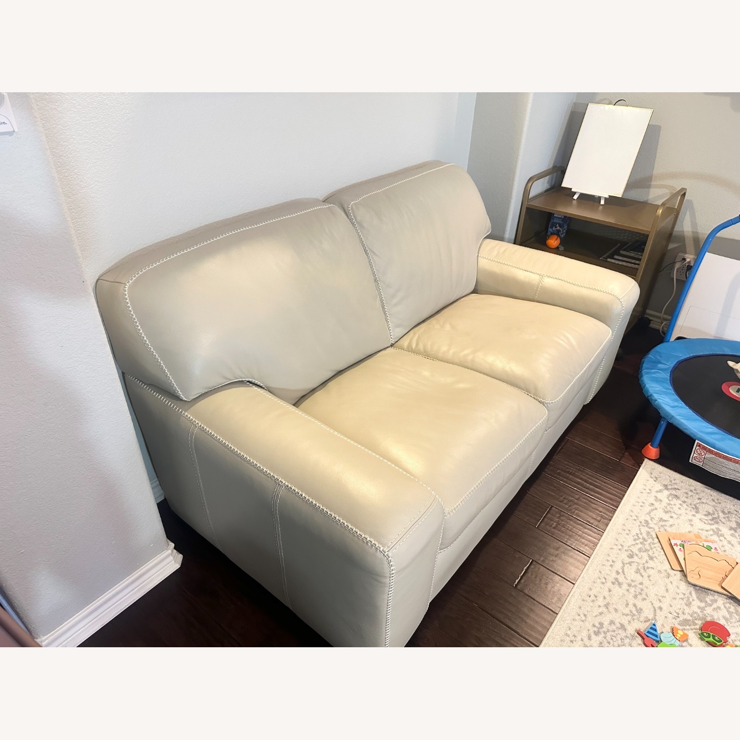 Buckley Beige Leather Loveseat - image-3