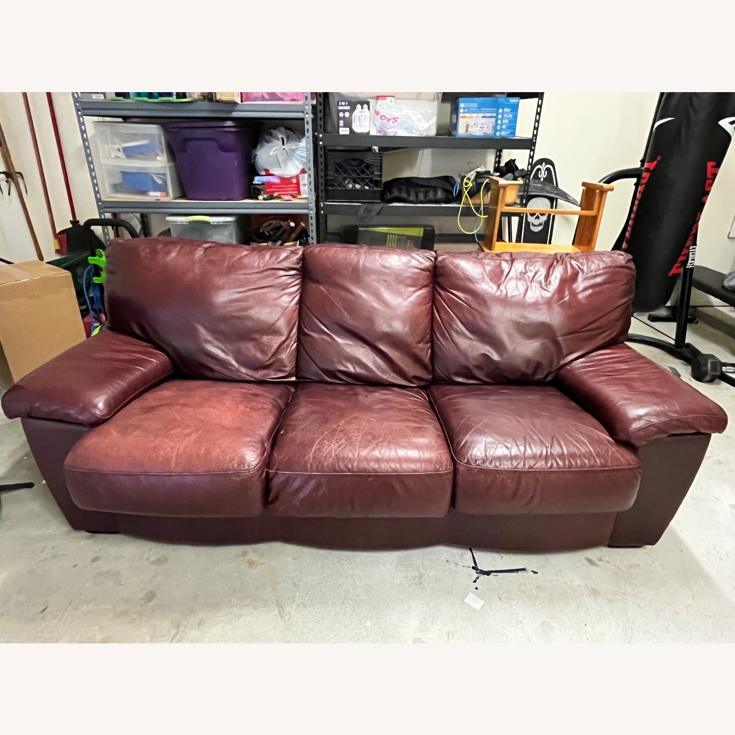 Dark Brown Leather 3+ Seater Sofa - image-0
