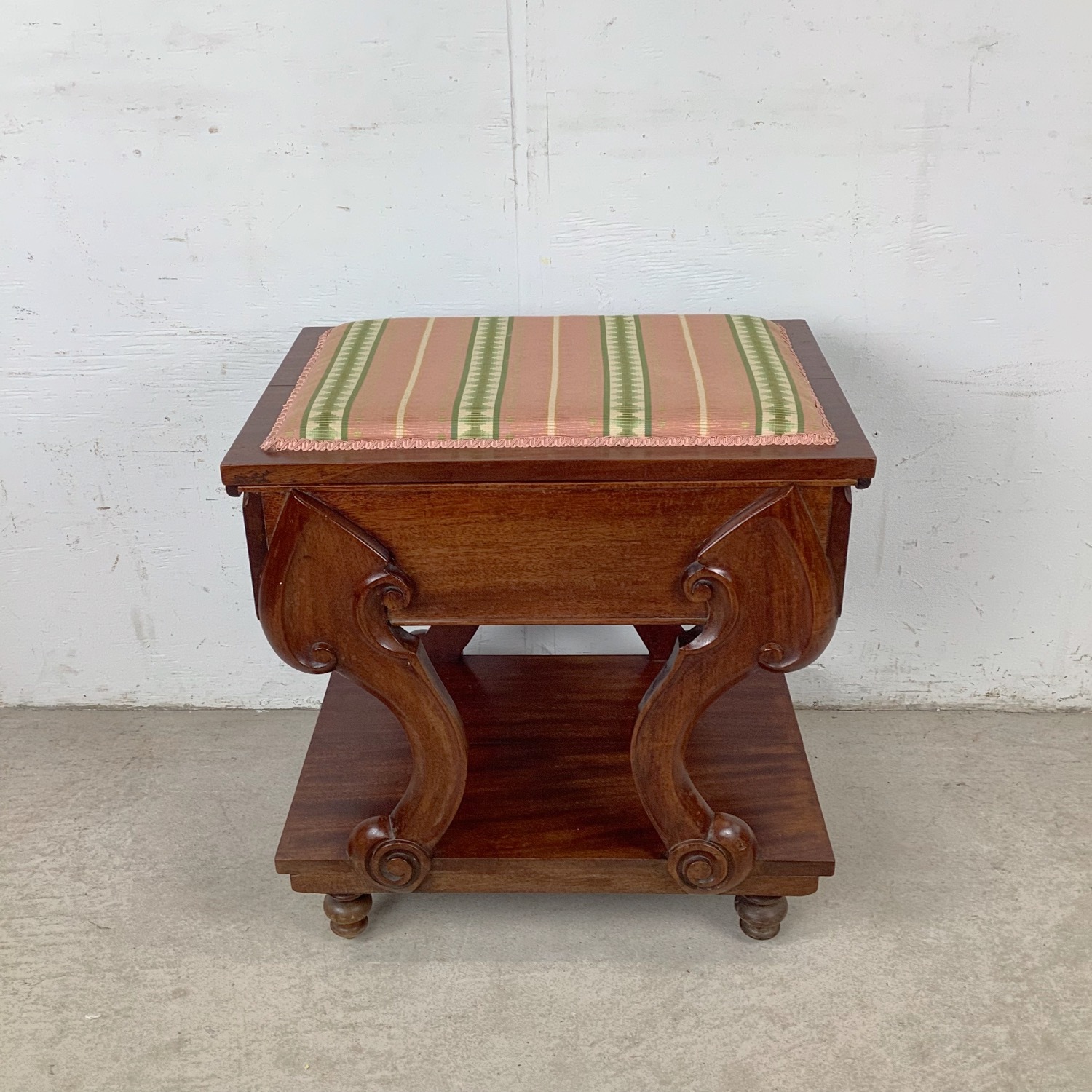 Neoclassical Scroll Base Vanity Stool - image-1