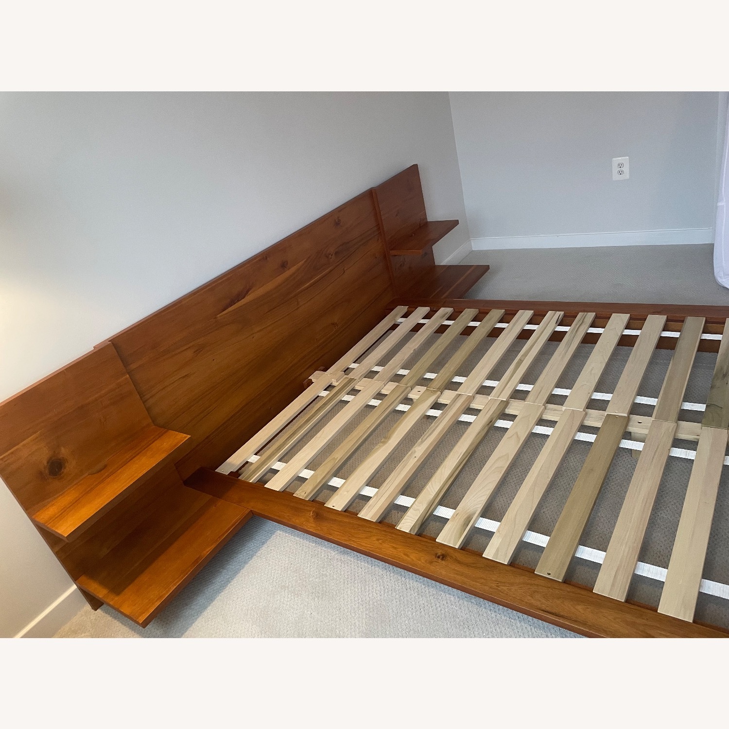 CB2 Andes Acacia Wood Platform Queen Bed with Nightstands - image-2