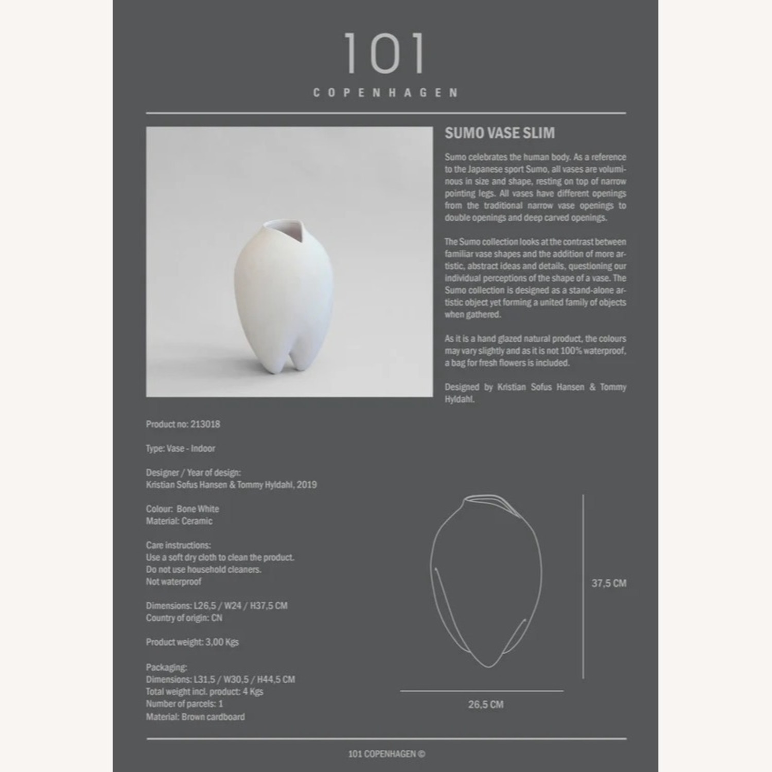 Sumo Vase, Slim - Coffee Brown Ceramic Décor - image-2