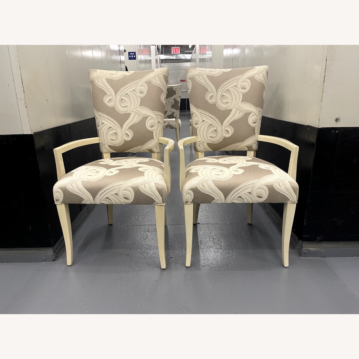J. Robert Scott Greige and Ivory Dining Chairs - image-11