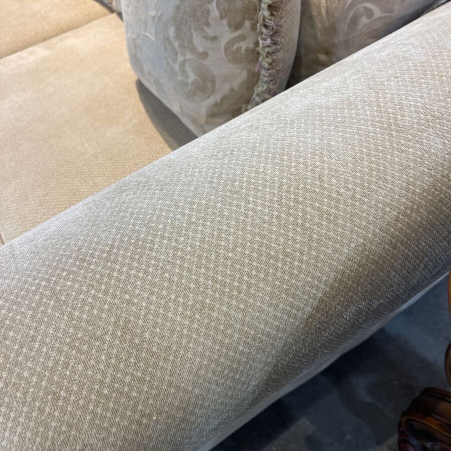 2-Seat Camel Back w Wood Accent Base Sofa - image-4