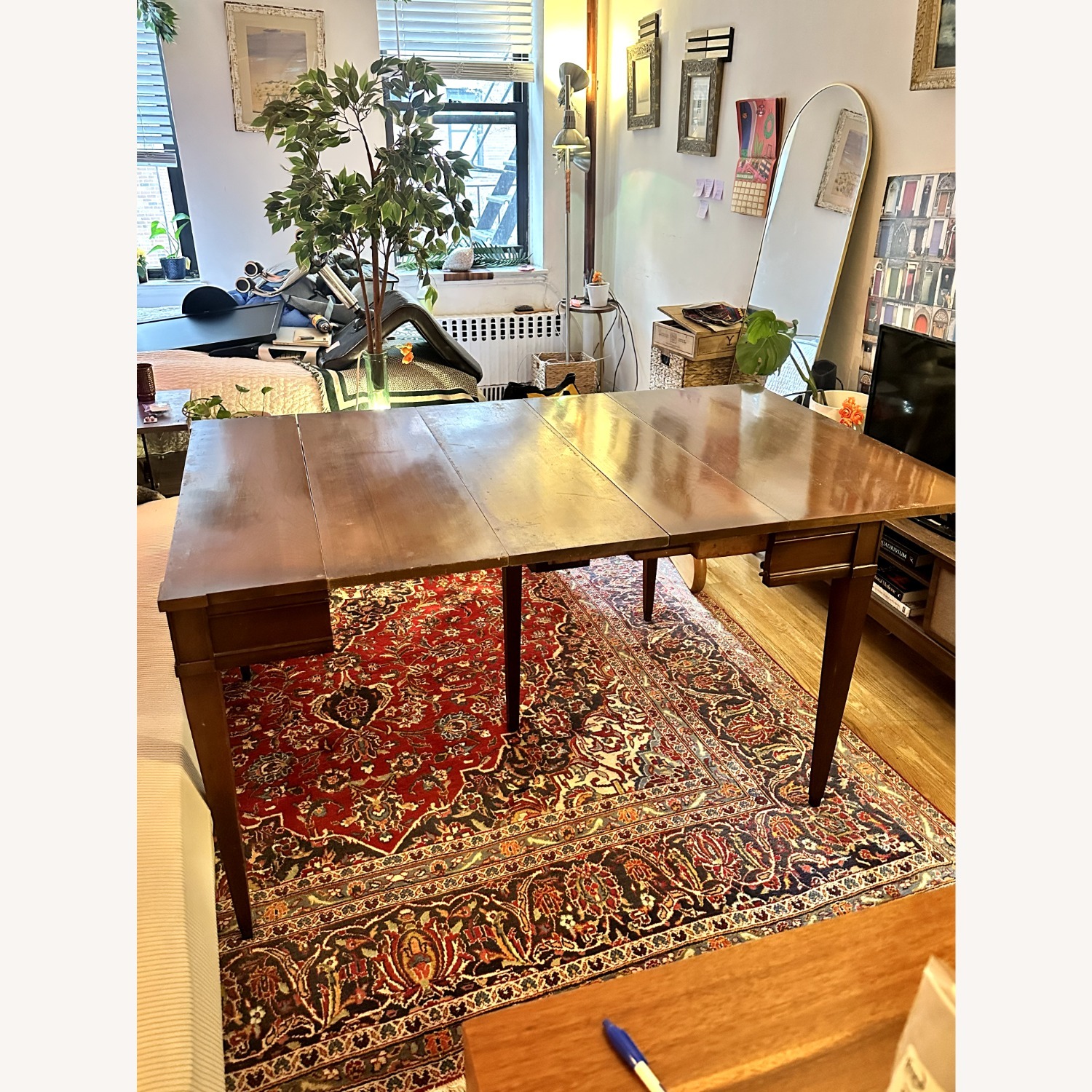 Vintage/Antique Dark Brown Wood Dining Table - image-0
